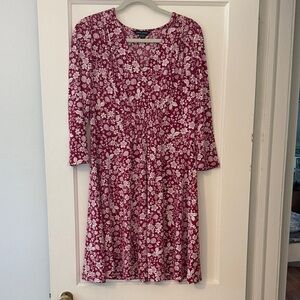 Maggy London Burgundy Floral Long Sleeve Dress